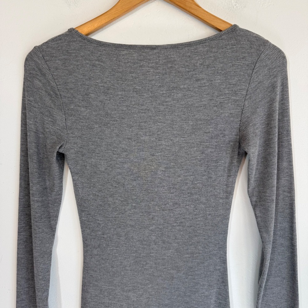 SKIMS Soft Lounge Long Sleeve Maxi Dress M Heather Grey Ribbed Modal Bodycon - Picture 8 of 12